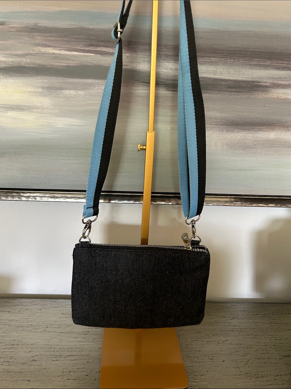 Brighton Black Denim Crossbody with Teal Butterfly Accents NWOT - Picture 4 of 10